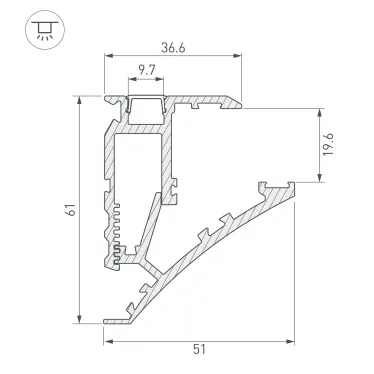 Профиль SHELF-600-2000 ANOD, алюминий