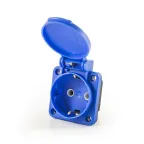 Розетка скрытая с защитной крышкой (EU), монтаж на панели, 2P+E, синий цвет (230В, 16А)