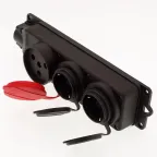 Розетка в резиновом корпусе трёхместная 1 x (3x25)A + 2 x (1x16)A, стандарт CEE NORM, настенное крепление