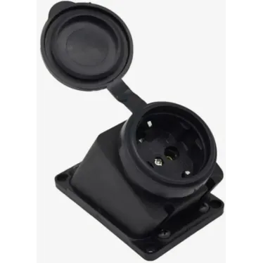 розетка наклонная с заглушкой каучук AM-K08 2P+PE 16A 220В IP44