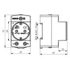 Розетка (EU), монтаж на DIN-рейку, 2P+E, с LED индикацией, серый цвет (230В, 16А)