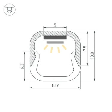 Профиль LINE-D-1111-2000 SQUARE ANOD, алюминий