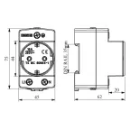 Розетка (EU), монтаж на DIN-рейку, 2P+E, серый цвет (230В, 16А)