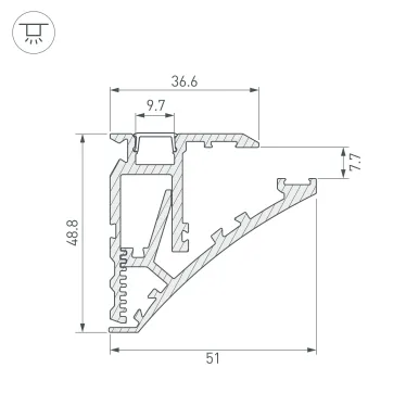 Профиль SHELF-600-2000 ANOD, алюминий