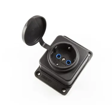 Розетка в резиновом корпусе, 1 x 16A, стандарт CEE NORM, настенное крепление