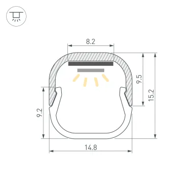 Профиль LINE-D-1515-2000 SQUARE ANOD , алюминий