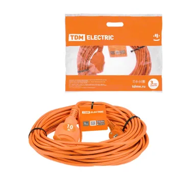 Удлинитель-шнур силовой УШз16 TDM (штепс. гнездо 10м ПВС 3х15)