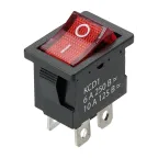 Выключатель клавишный KCD1-201N 250В AC/DC, 2P, 6А, (4с), ON-OFF, черный корпус, красная клавиша с LED подсветкой, Mini TDM