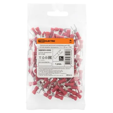 Наконечник вилочный изолированный НВИ с легким вводом проводника 15-4 (100 шт.) TDM