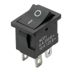 Выключатель клавишный KCD1-201 250В AC/DC, 2P, 6А, (4с), ON-OFF, черный, Mini TDM