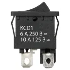 Выключатель клавишный KCD1-201 250В AC/DC, 2P, 6А, (4с), ON-OFF, черный, Mini TDM