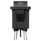 Выключатель клавишный KCD1-201 250В AC/DC, 2P, 6А, (4с), ON-OFF, черный, Mini TDM