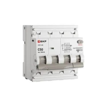 Выключатель автоматический дифференциального тока АВДТ-63N 3P+N 50А 100мА C тип AC электромеханический 6кА PROXIMA | D63N46M50C100 | EKF