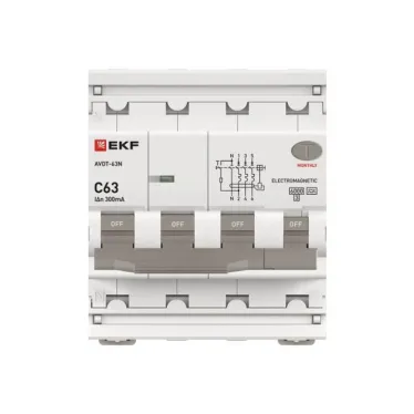 Выключатель автоматический дифференциального тока АВДТ-63N 3P+N 63А 300мА C тип A электромеханический 6кА PROXIMA | D63N46MA63C300 | EKF