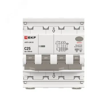 Выключатель автоматический дифференциального тока 3P+N 25А 100мА AC эл АВДТ-63N D63N46ES25C100 PROXIMA EKF