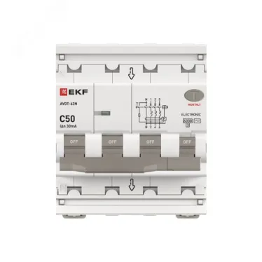 Выключатель автоматический дифференциального тока 3P+N 50А 30мА AC эл АВДТ-63N D63N46E50C30 PROXIMA EKF