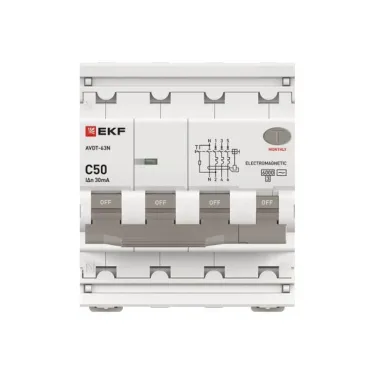 Выключатель автоматический дифференциального тока АВДТ-63N 3P+N 50А 30мА C тип AC электромеханический 6кА PROXIMA | D63N46M50C30 | EKF