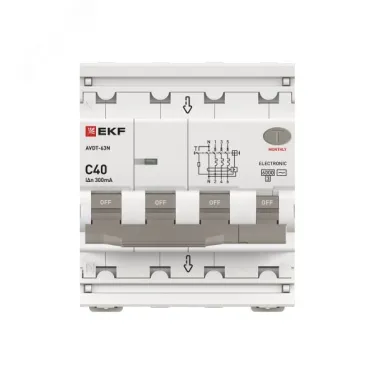 Выключатель автоматический дифференциального тока 3P+N 40А 300мА AC эл АВДТ-63N D63N46E40C300 PROXIMA EKF