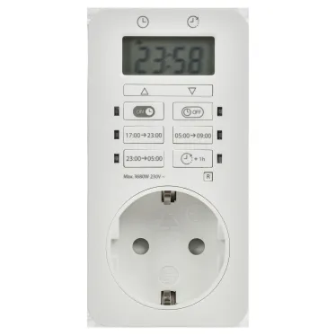 РТЭ-6 Розетка-таймер электронный 1мин 24ч 16А IP20 IEK