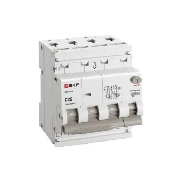 Выключатель автоматический дифференциального тока АВДТ-63N 3P+N 25А 30мА C тип A электронный 6кА PROXIMA | D63N46EA25C30 | EKF