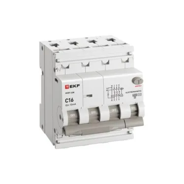 Выключатель автоматический дифференциального тока АВДТ-63N 3P+N 16А 10мА C тип AC электромеханический 6кА PROXIMA | D63N46M16C10 | EKF