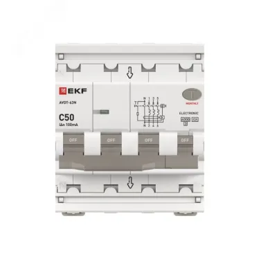 Выключатель автоматический дифференциального тока 3P+N 50А 100мА AC эл АВДТ-63N D63N46EA50C100 PROXIMA EKF