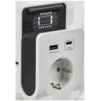 Адаптер Т-03/01 1 место 2P+PE 16А 2хUSB A+C 20Вт с подставкой бело-черный IEK