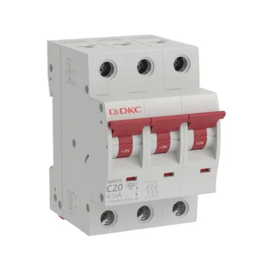 Модульный автоматический выключатель YON MB63, 3P, характеристика C, 20A, 6kA | MB63N-3PC20 | DKC