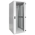                  Шкаф напольный 19" TERACOM PRO 18U 600x600 мм двери стеклянная с замком-ручкой и металлическая серый |TRP-NTC-1866-41G| EKF
               