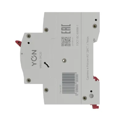 Модульный автоматический выключатель YON MB63, 3P, характеристика C, 20A, 6kA | MB63N-3PC20 | DKC