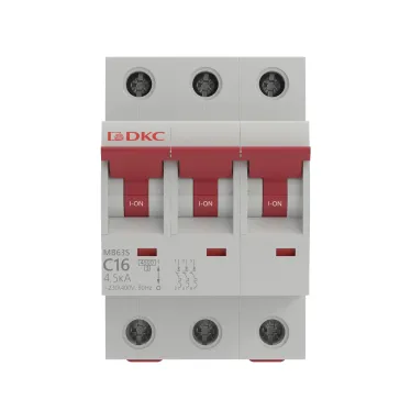 Модульный автоматический выключатель YON MB63, 3P,характеристика C, 16A, 6kA