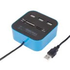 Разветвитель USB на 3 порта+картридер (все в одном) черный,,