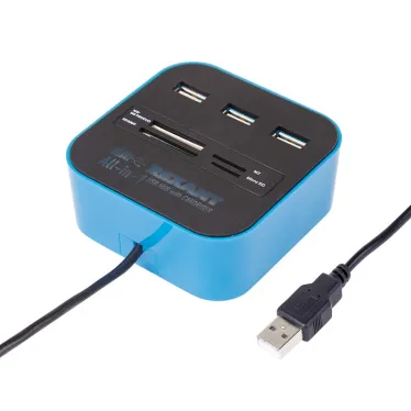 Разветвитель USB на 3 порта+картридер (все в одном) черный,,