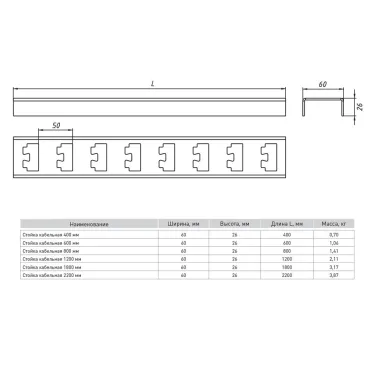 Стойка кабельная 800мм К1152 (2мм) RAL