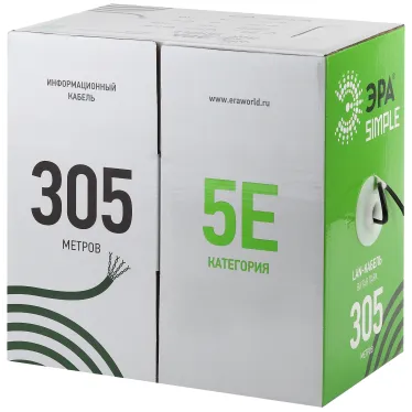 Витая пара U/UTP 2x2x24 AWG Cat5e CCA PVC 305м SIMPLE