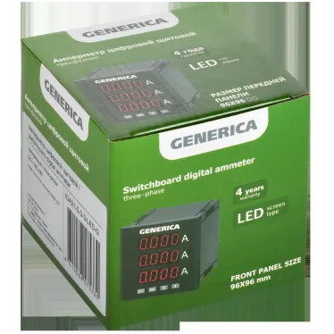 Амперметр цифровой щитовой трехфазный DO RS-485 96х96мм LED GENERICA