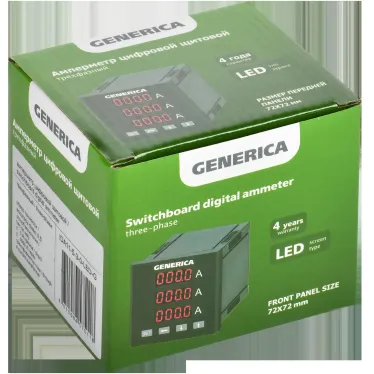 Амперметр цифровой щитовой трехфазный 72х72мм LED GENERICA