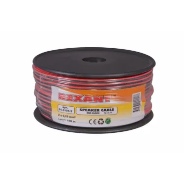 Кабель акустический ШВПМ 2х0.25 кв.мм, красно-черный, 100 м, REXANT