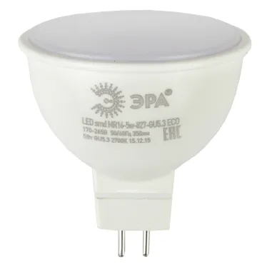 Лампа светодиодная LED 5 Вт 400Лм 2700К софит теплый GU5.3 220-240В LED MR16-5W-827-GU5.3 Red Line