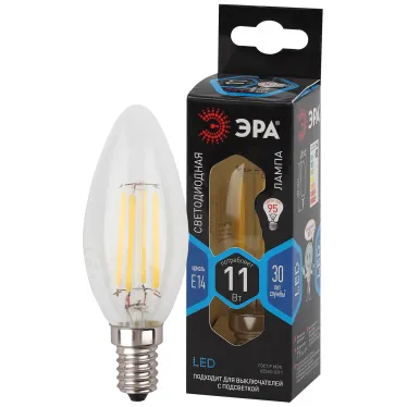 Лампа светодиодная F-LED B35-11w-840-E14 (филамент, свеча, 11Вт, нейтр, E14) (10/100/5000)