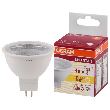 Лампа светодиодная LED 4Вт GU5.3 3000К 300лм 230V CL MR16 (замена 35Вт) OSRAM LS
