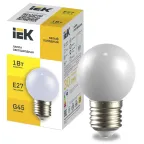                  LIGHTING Лампа светодиодная декоративная G45 шар 1Вт 230В холодный белый E27 IEK
               
