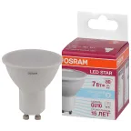                  Лампа светодиодная LED 7Вт GU10 4000К 700лм 230V FR PAR16 (замена 80Вт) OSRAM LS
               
