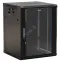 Шкаф настенный 19-дюймовый 18U 908x600х600мм стеклянная дверь с перфорацией по бокам ручка с замком с возможностью установки на ножки черный (RAL 9004) (разобранный)