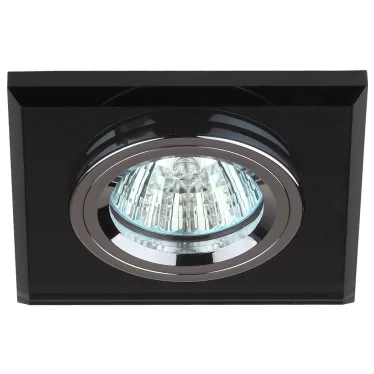 Светильник декор стекло квадрат MR16,12V/220V, 50W, хром/черный DK8 CH/BK