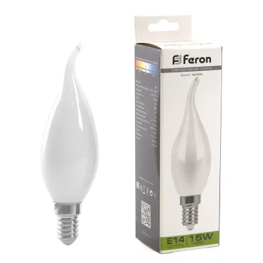 Лампа светодиодная LED 15вт Е14 белый матовая свеча на ветру FILAMENT