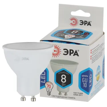 Лампа светодиодная LED MR16-8W-840-GU10 (диод, софит, 8Вт, нейтр, GU10) (10/100/3600)