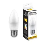 Лампа светодиодная LED 7вт E27 теплый матовая свеча