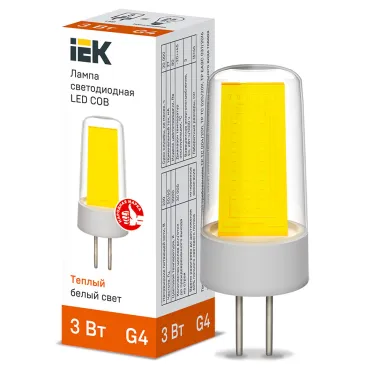 Лампа светодиодная COB капсула 3Вт 230В 3000К керамика G4 IEK