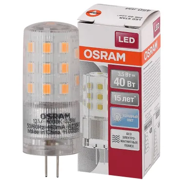 Лампа светодиодная LED 3,5Вт G4 12V STAR PIN40(замена 40Вт) белый, прозр. Osram